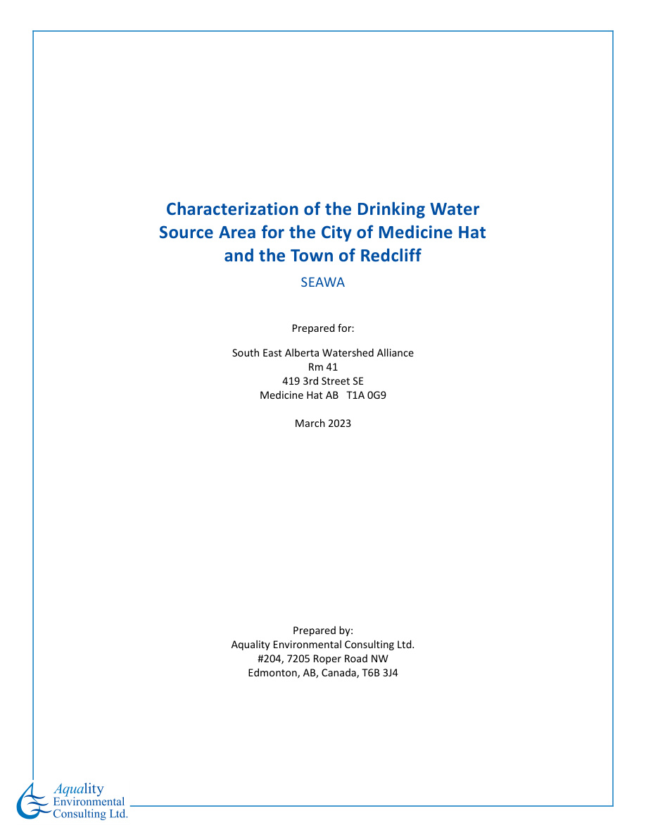 A Quality Drinking Water Source Characterization Update