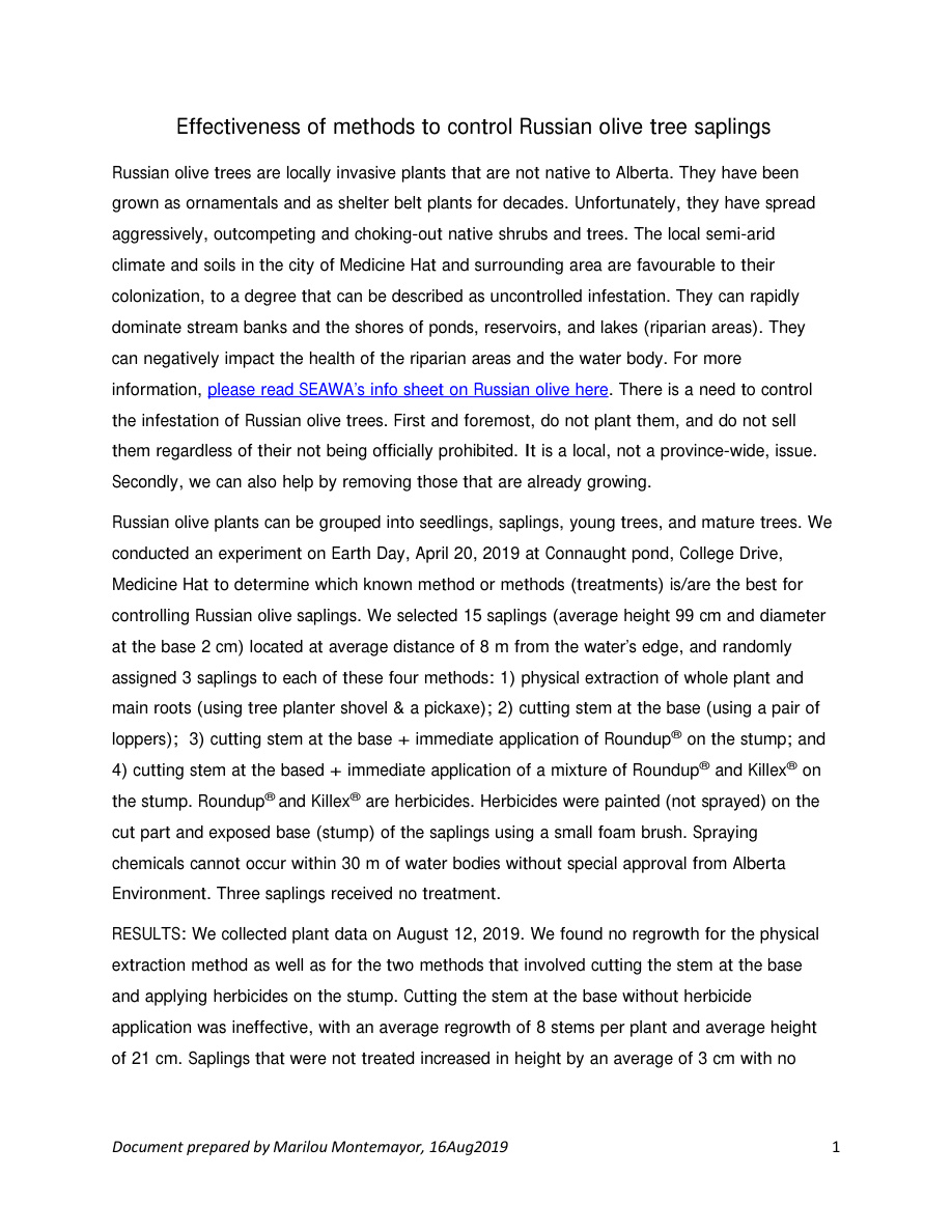 Russian Olive Results